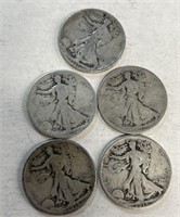 (5) US 1/2 Dollars (Walking Liberty), Silver