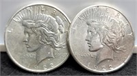 (2) 1922-S Peace Silver Dollars AU