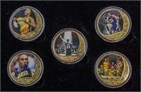 NBA Kobe Bryant 24K Gold-plated Coins 5pc w/ COA