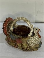 Ceramic Turkey Basket w/handle