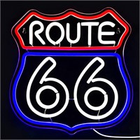 Route 66 Neon Sign Historic US High Way blue