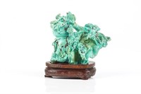 CHINESE TURQUOISE CARVED DRAGON GROUP
