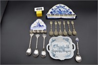 Delft collector spoons and hangers +dish