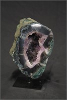 AGATE AND AMETHYST GEODE ON STAND