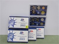 (4) US Proof Sets 2002,2003,2004,2006