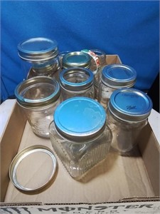 Flat of Canning jars including a very i