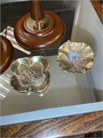 2 TABLE TOP DISPLAYS WITH BRASS ASHTRAYS