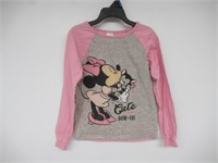 Girls 6X Minnie Mouse Long Sleeve Top, Pink/Grey