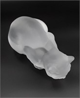 SUPERB LALIQUE CRYSTAL "CHAT COUCHE"