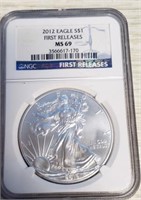 GRADED MS-69 SILVER EAGLE FIRST RELEASE