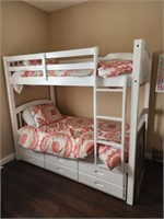 White twin bunk bed with trundle and drawers does