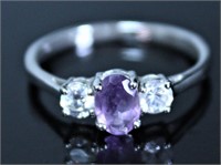 STERLING SILVER AMETHYST RING SIZE 10.0