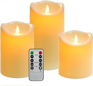NEW $37 3PK Flameless LED Mood Candles w/ Remote
