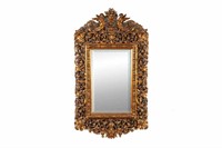 ANTIQUE CARVED ITALIAN GILTWOOD FRAMED MIRROR