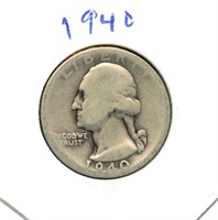1940 Washington Silver Quarter