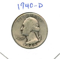 1940-D Washington Silver Quarter