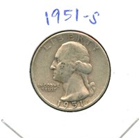 1951-S Washington Silver Quarter