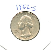 1952-S Washington Silver Quarter