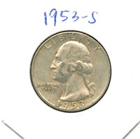 1953-S Washington Silver Quarter