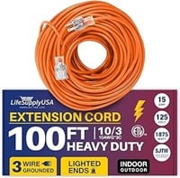 100ft Power Extension Cord Outdoor & Indoor -