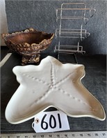 Wine Rack, Star Fish Platter & Decorative Bowl