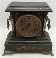 (II) Vintage  Mantel Clock  No Glass or Key 11"