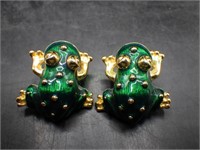 Vintage KJL Enamel Frog Earrings