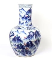 Large & Heavy Chinese Blue and White Porcelain Vas