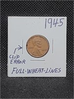 1945 "Error" Lincoln Wheat Penny