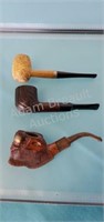 3 assorted smoking pipes, pre-owned