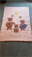 PINK 3 BEARS HANDMADE QUILT