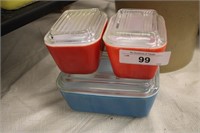 3PC MID-CENTURY PYREX REFRIGERATOR DISHES