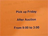 Pick up Friday 10/06 from 9 to 3