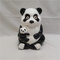 Panda Bear Holding Baby Ceramic Cookie Jar