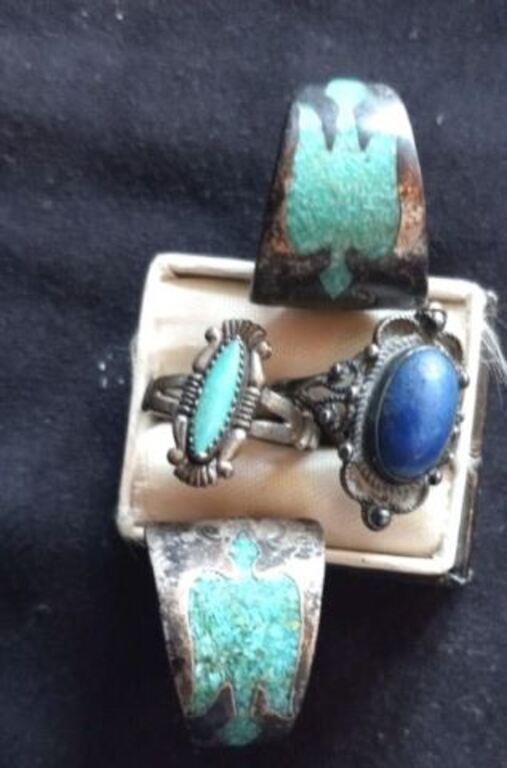 Turquoise rings and Bluestone