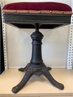 Antique J. Briggs Piano Stool Pat. 1868