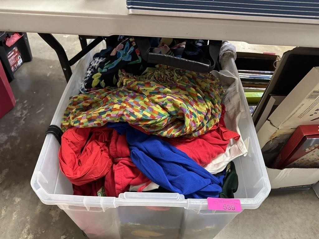 LARGE BIN OF CLOTHES