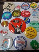 Lot of  Various Button Pins w/ Various Adv.