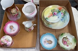 LG LOT OF HAND PAINTED VICTORIAN DISHES