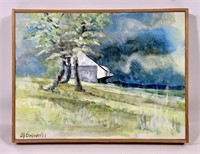 Painting - Farm House, 22" x 27.5" Masonite board