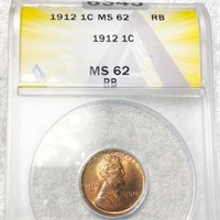 1912 Lincoln Wheat Penny ANACS - MS 62 RB