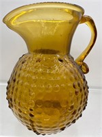 Amber hobnail pitcher