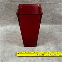 Red Glass Flower Vase