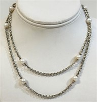 ELEGANT STERLING & PEARLS NECKLACE