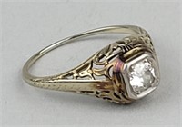 Silver Tone Diamond Ring.