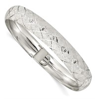 Sterling Silver-Polished D/C Textured Bangle