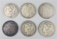 1883-S, 1884 (2), 1885-O, 1888-O & 1894-O Morgans.