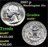 1967-p Washington Quarter 25c Grades GEM++ Unc