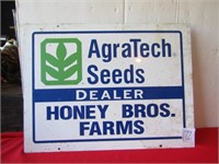 DOUBLE SIDED METAL AGRATECH SEEDS DEALER SIGN,