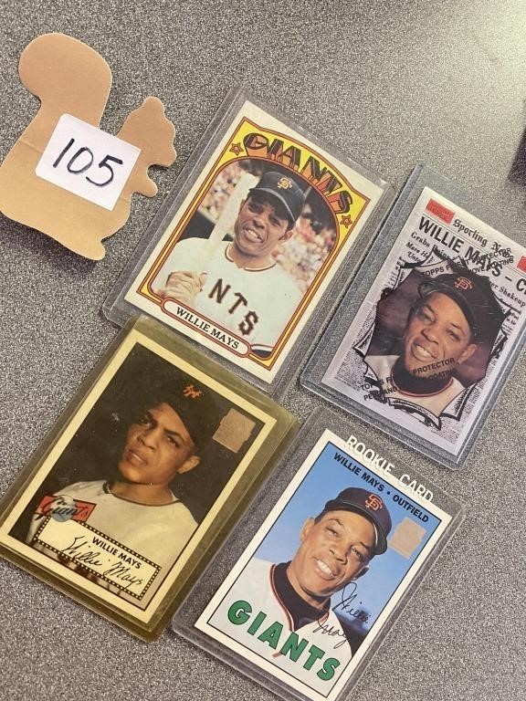 4 Willie Mays baseball cards